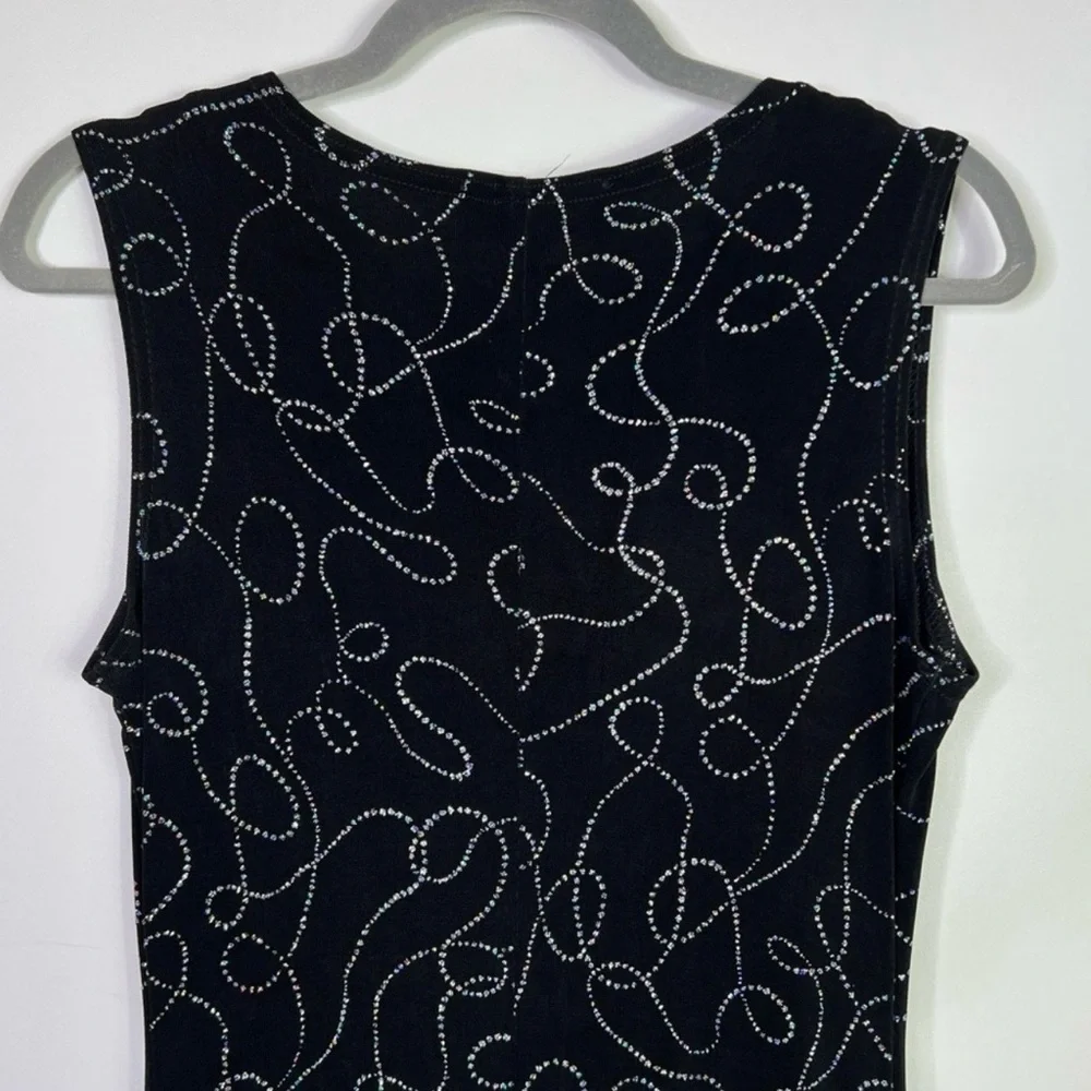 Vintage Ronni Nicole By Ouida Black Silver Sparkly Sleeveless Maxi Dress Size 8 - Picture 8 of 10